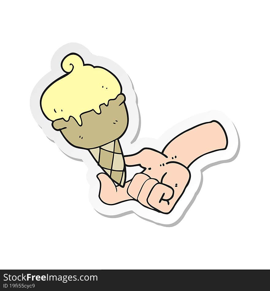 sticker of a cartoon ice cream