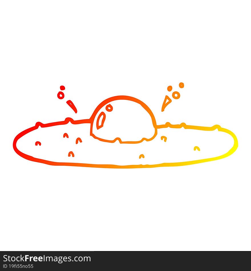 warm gradient line drawing cartoon fried egg