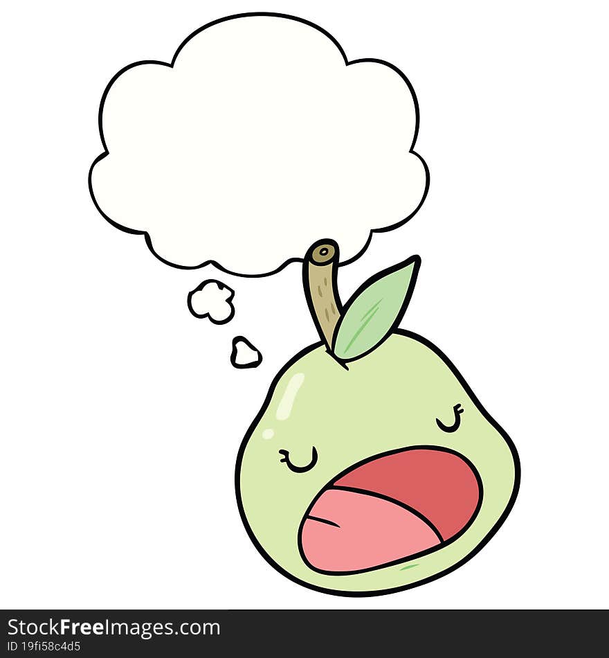 Cartoon Pear And Thought Bubble