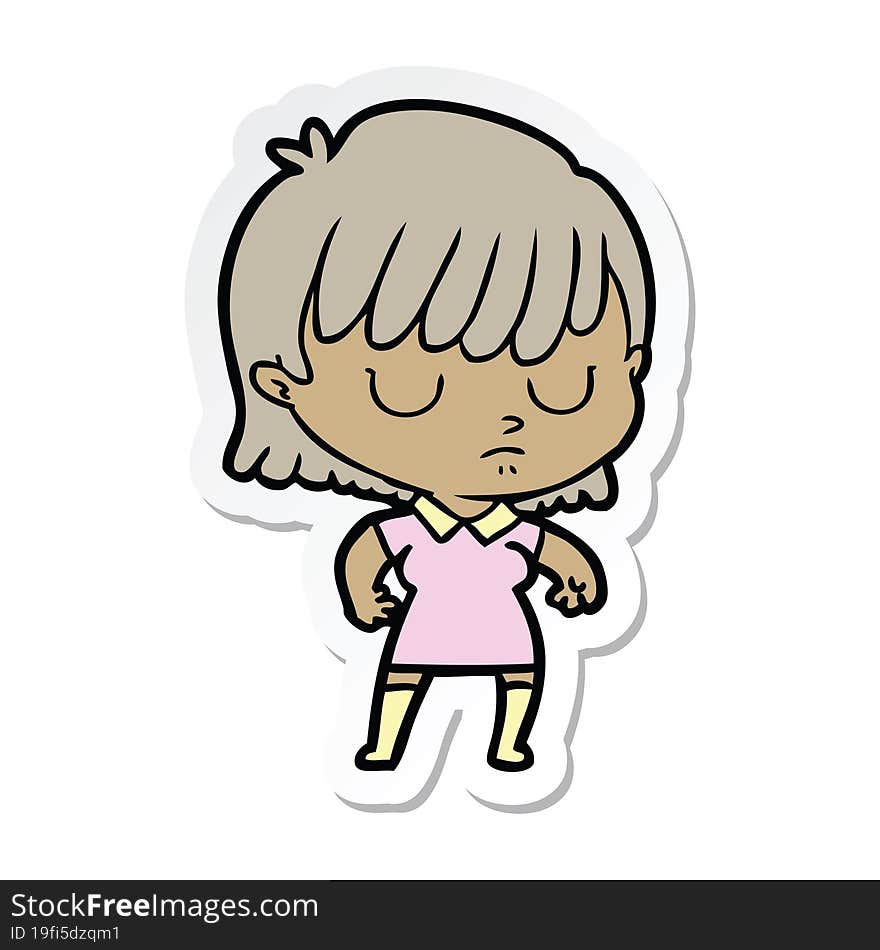 sticker of a cartoon woman