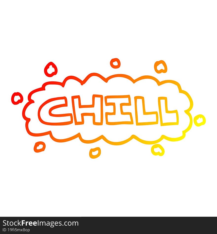 Warm Gradient Line Drawing Cartoon Chill Symbol