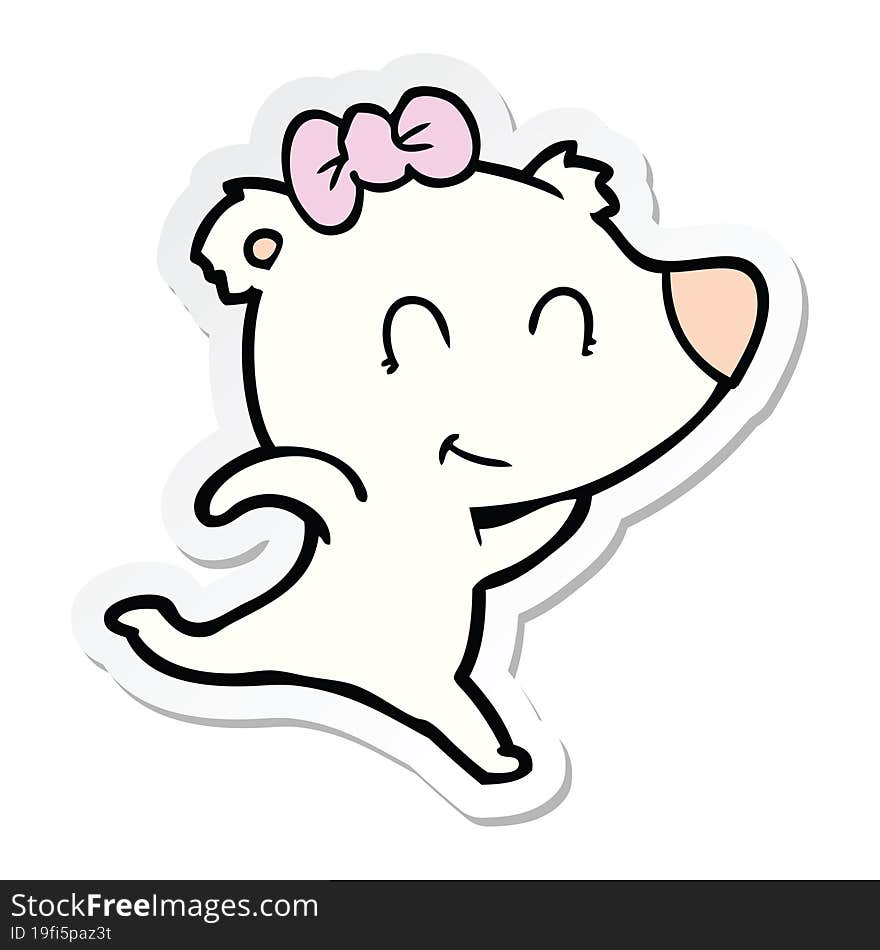 sticker of a female polar bear running