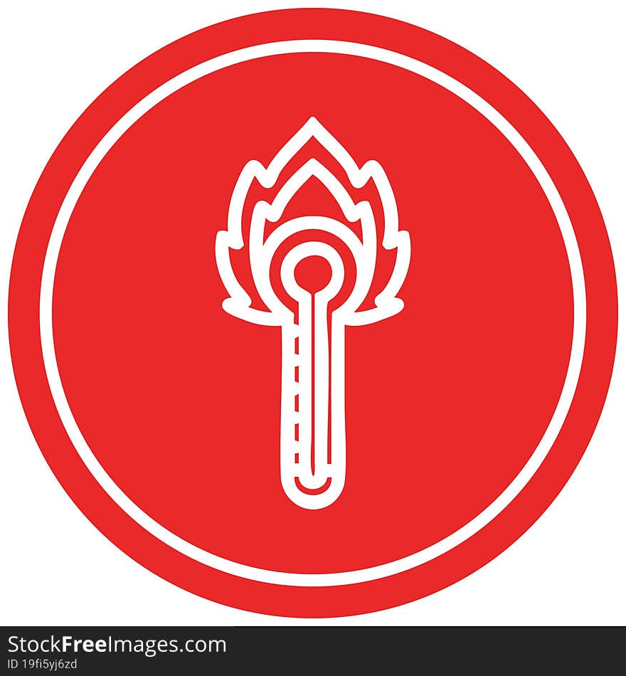 flaming thermometer circular icon