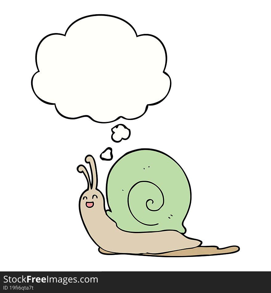 cartoon snail with thought bubble. cartoon snail with thought bubble