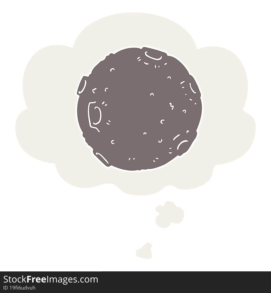 Cartoon Moon And Thought Bubble In Retro Style