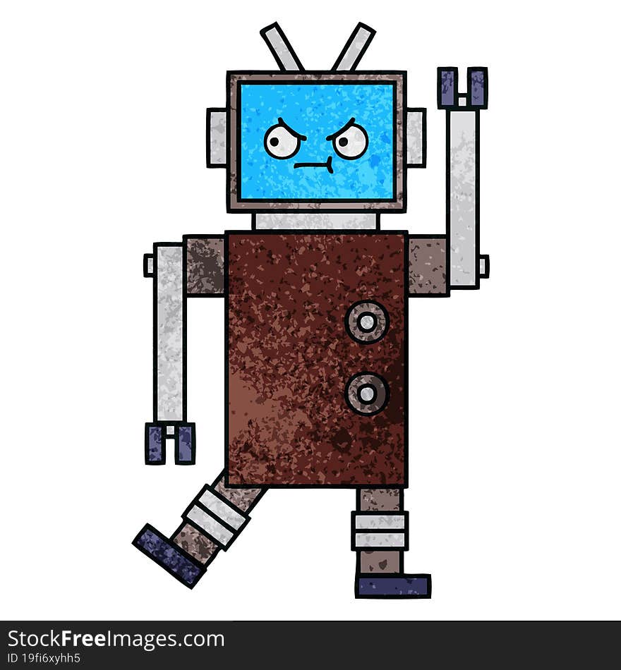 Retro Grunge Texture Cartoon Robot