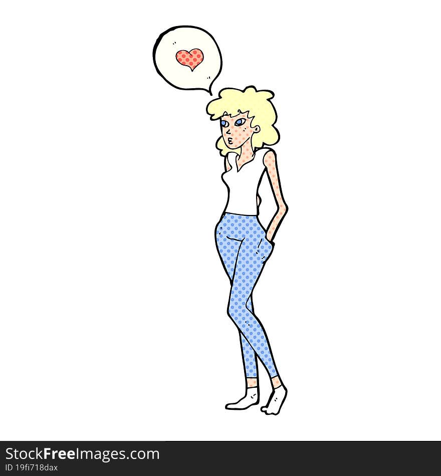 cartoon woman in love