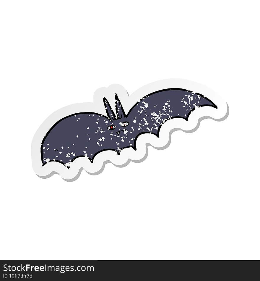 retro distressed sticker of a cartoon vampire bat