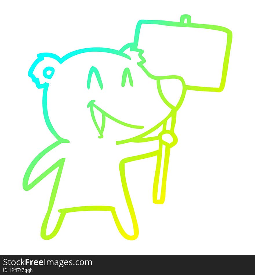 cold gradient line drawing protester bear cartoon