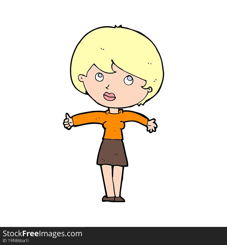 cartoon woman giving thumbs up