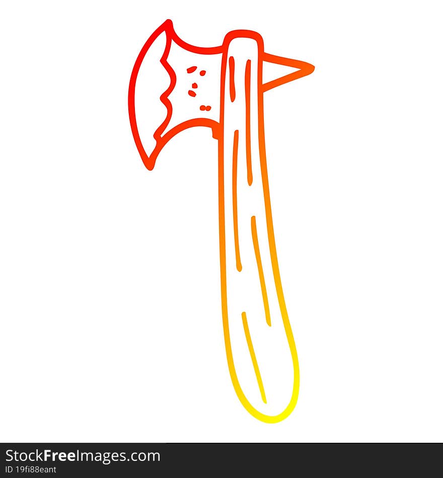 warm gradient line drawing cartoon old axe