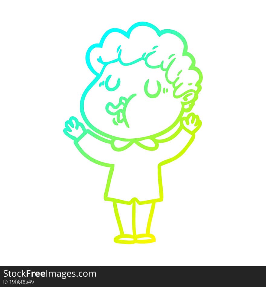 cold gradient line drawing cartoon man singing