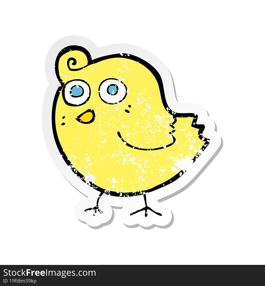 Retro Distressed Sticker Of A Funny Cartoon Bird