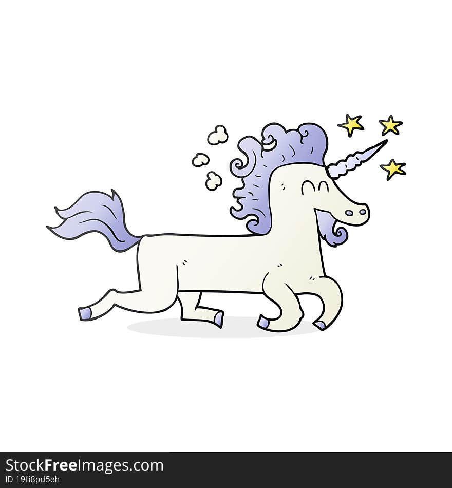 freehand drawn cartoon unicorn