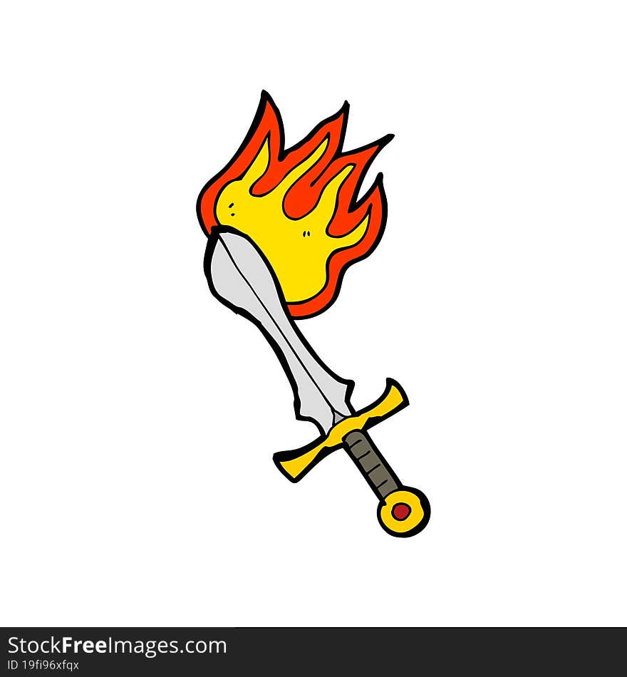 cartoon flaming sword