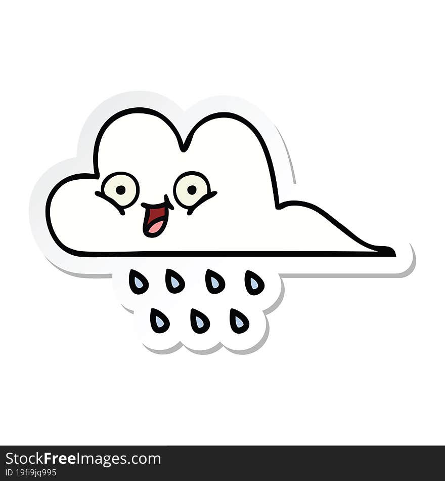 Sticker Of A Cute Cartoon Rain Cloud