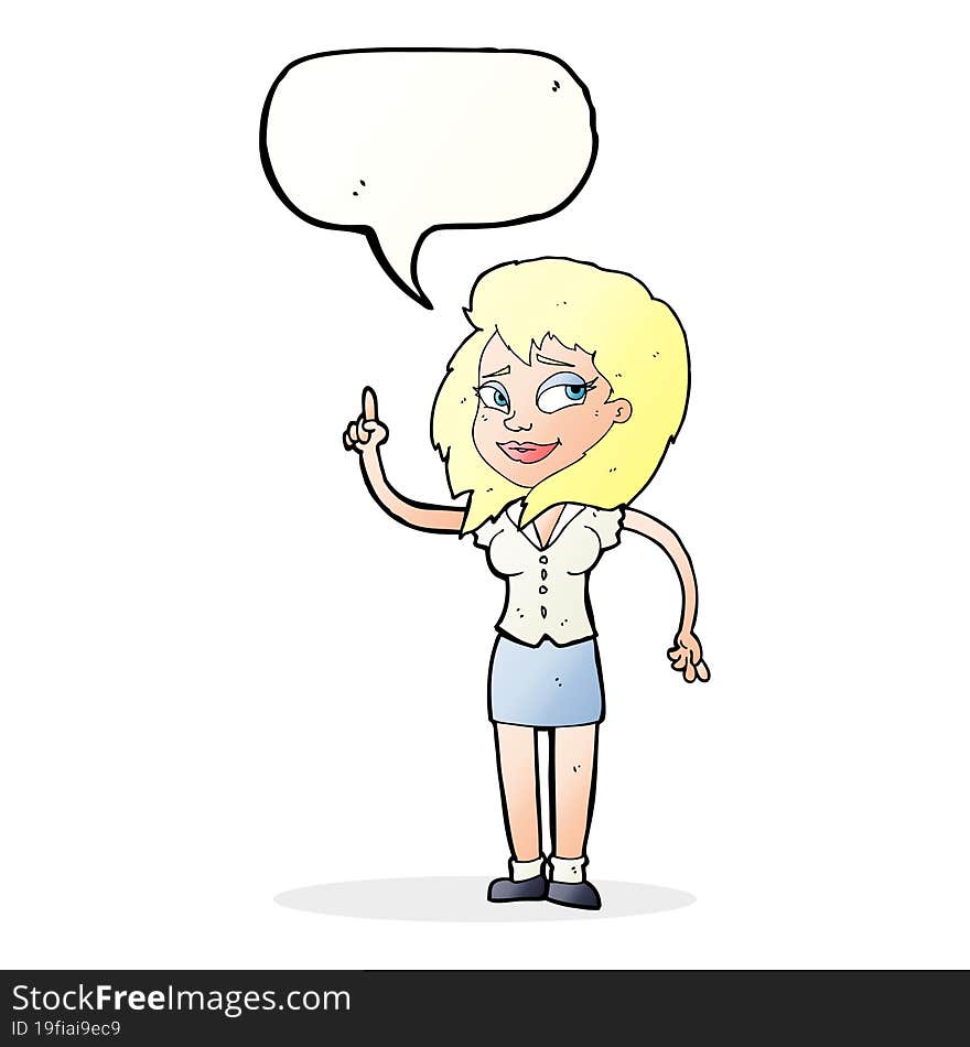 cartoon pretty woman with idea with speech bubble