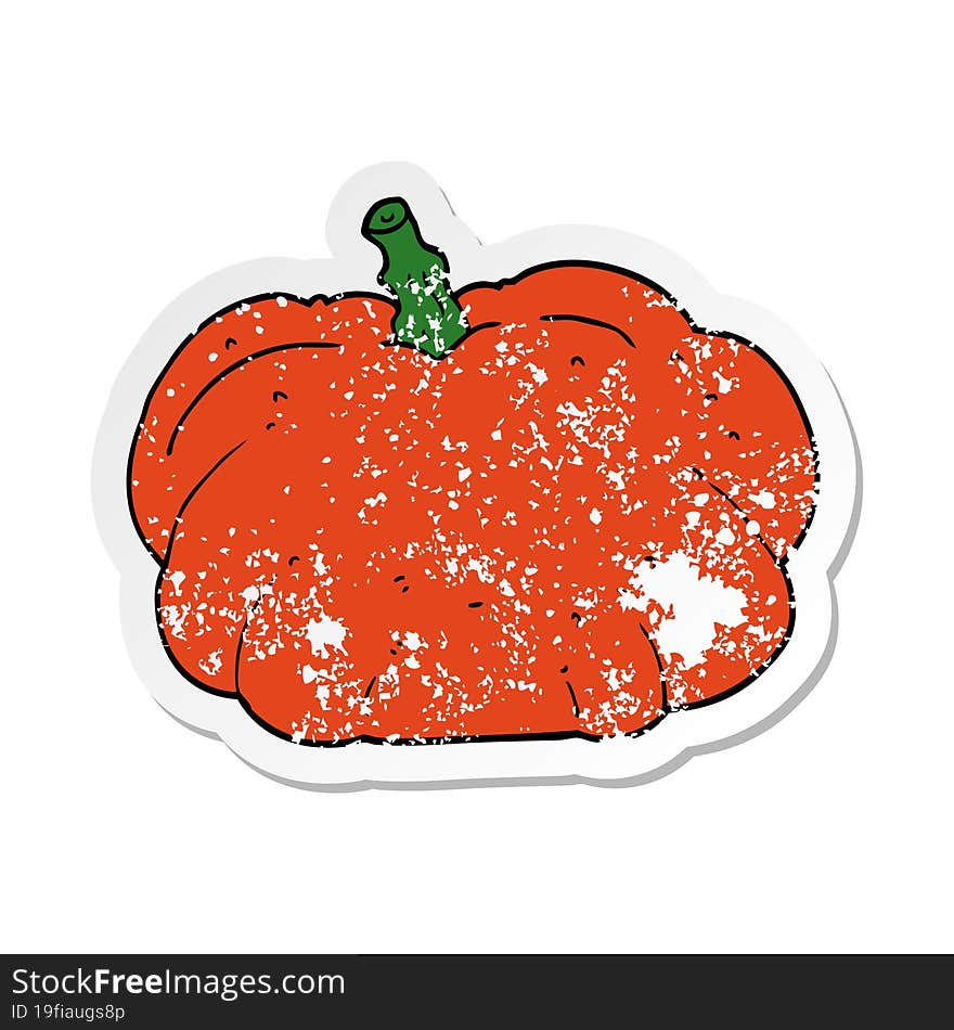 distressed sticker of a cartoon pumpkin