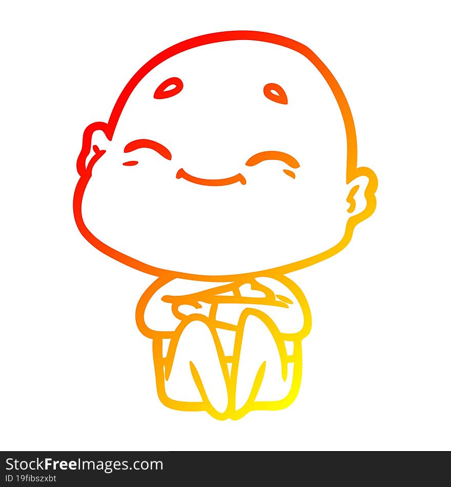 warm gradient line drawing happy cartoon bald man