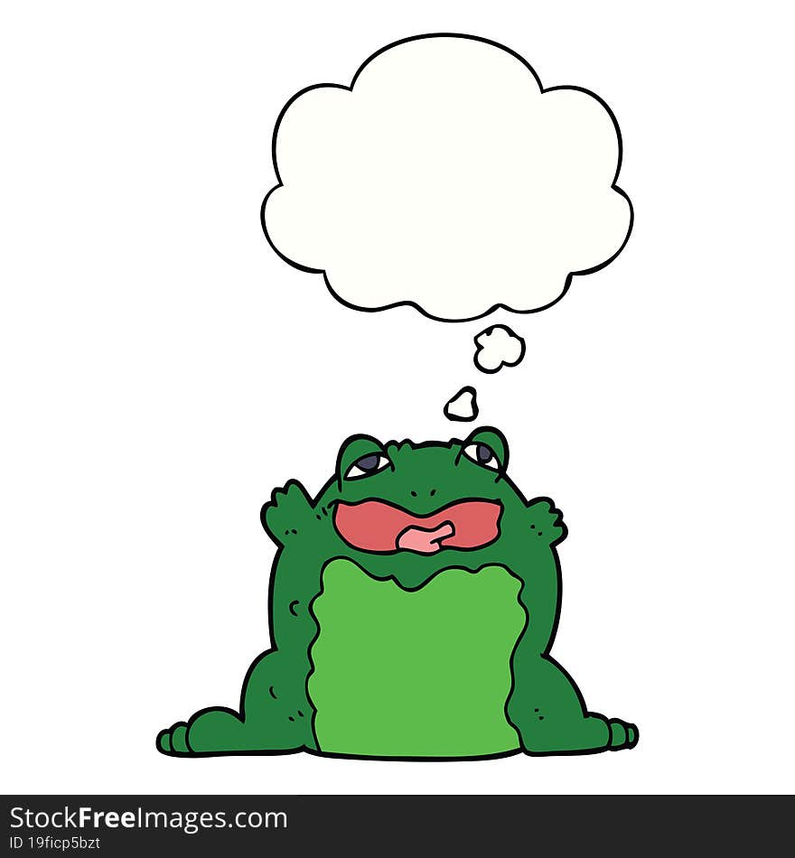 cartoon toad with thought bubble. cartoon toad with thought bubble