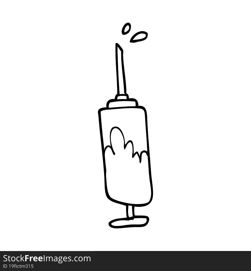 Line Drawing Cartoon Needle Full Of Blood