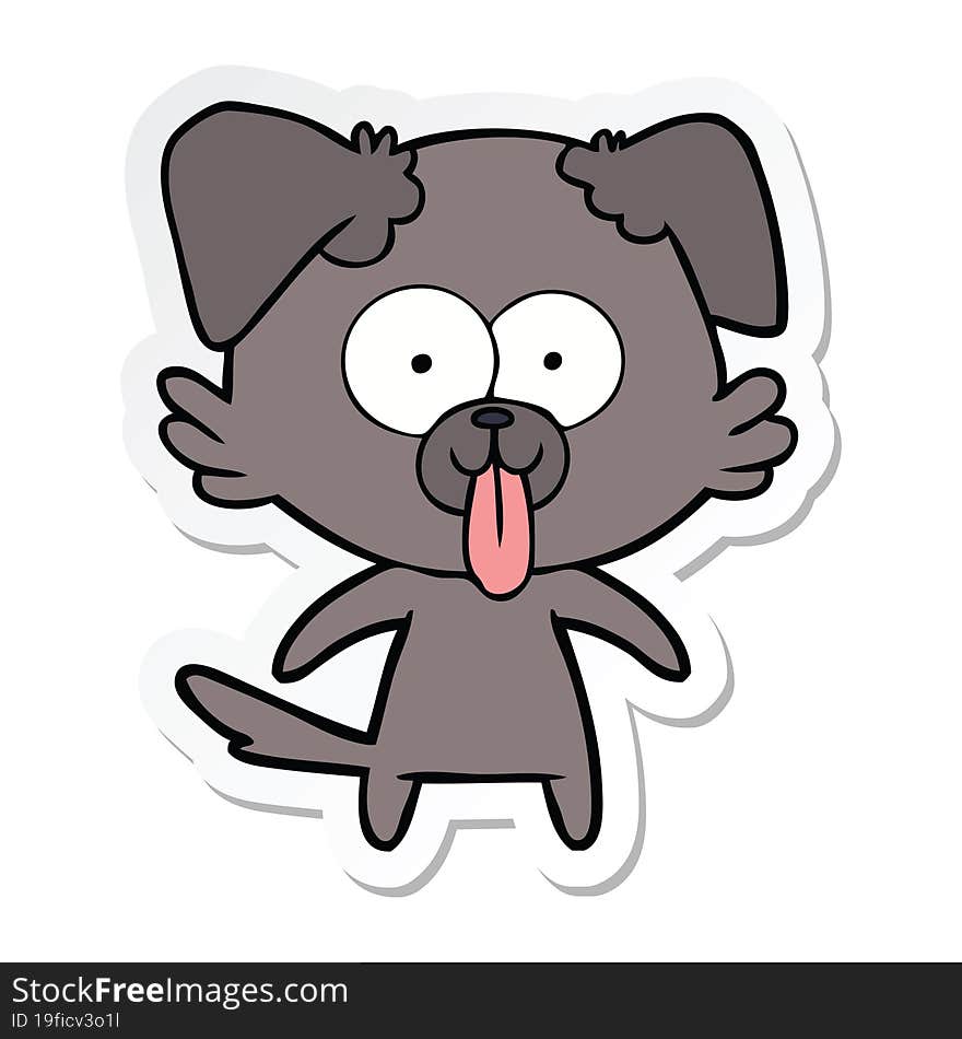 sticker of a cartoon dog with tongue sticking out