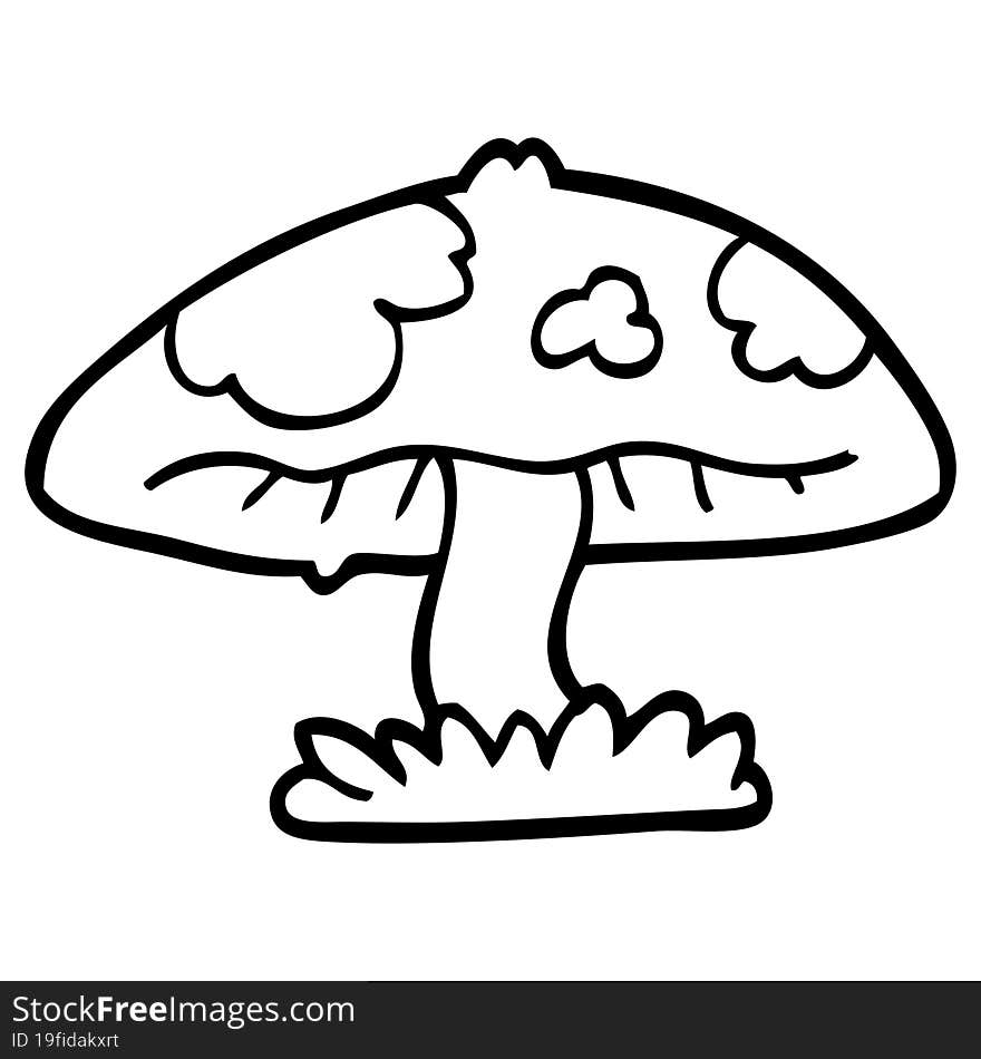 line drawing cartoon mushroom