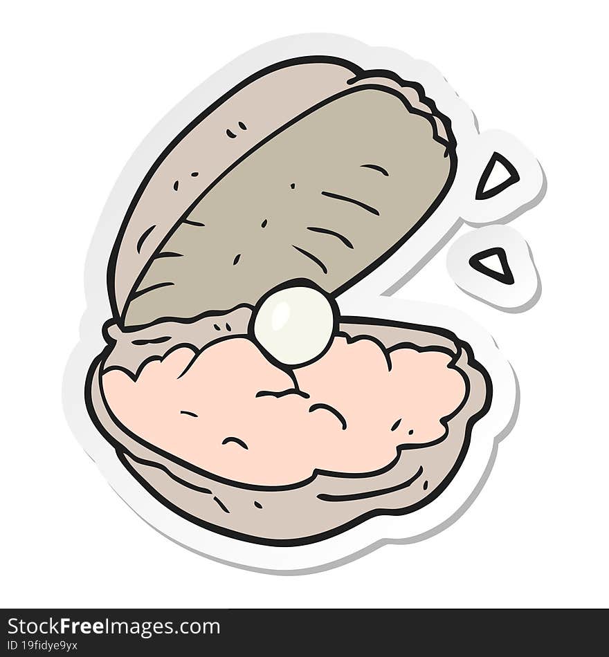 sticker of a cartoon oyster with pearl