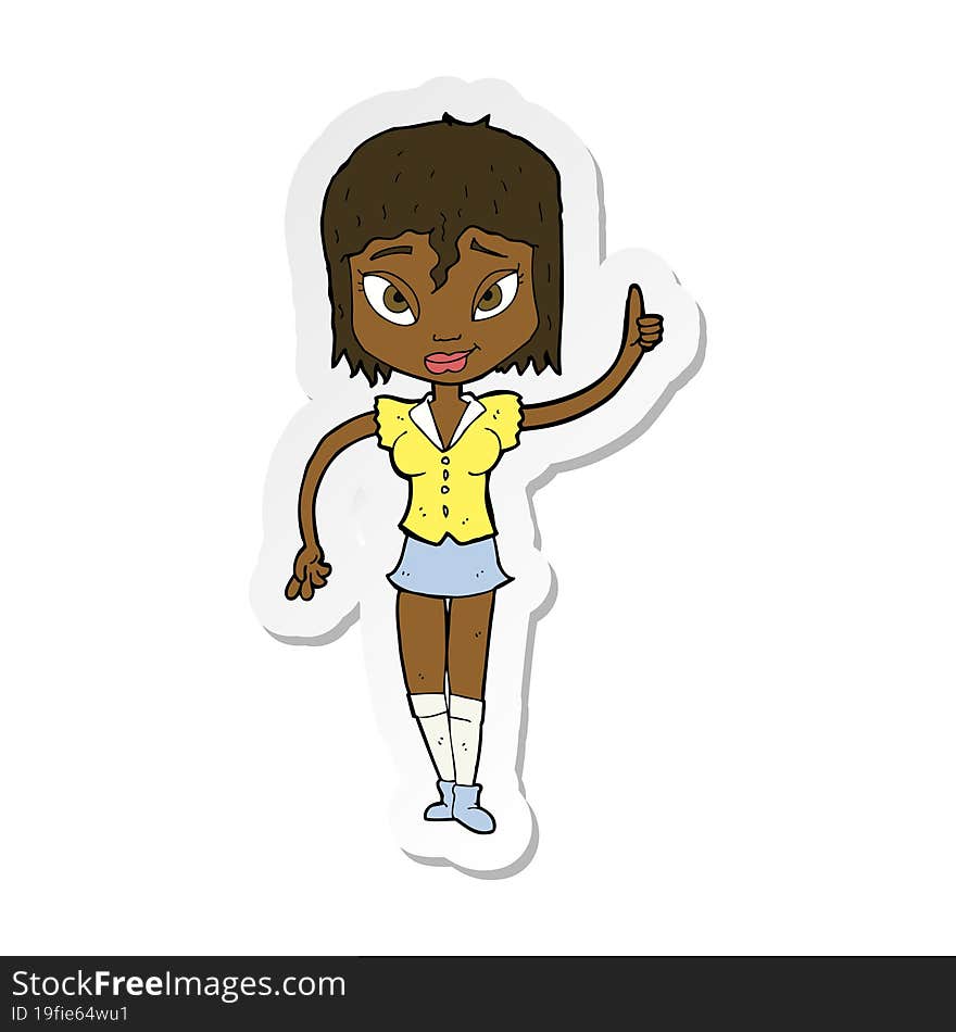 sticker of a cartoon woman making point