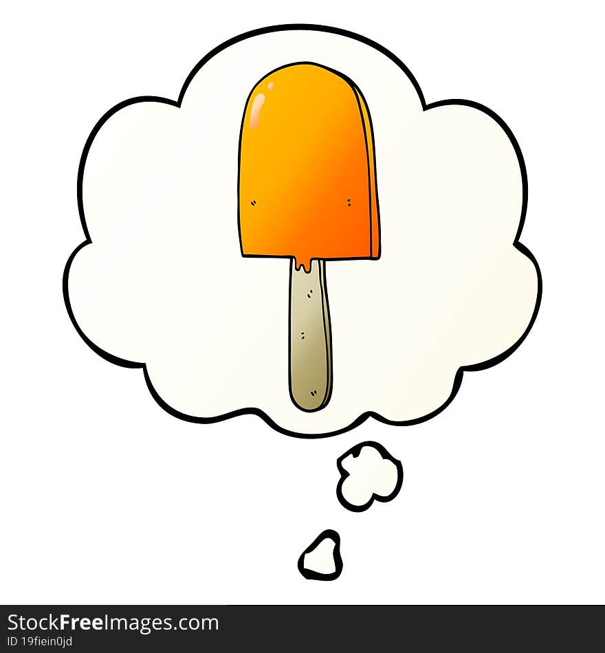 cartoon lollipop and thought bubble in smooth gradient style