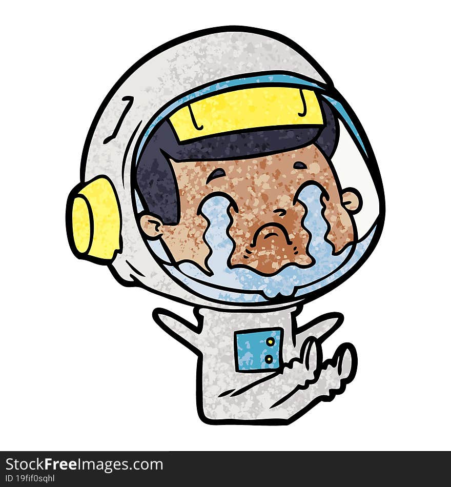 cartoon crying astronaut. cartoon crying astronaut