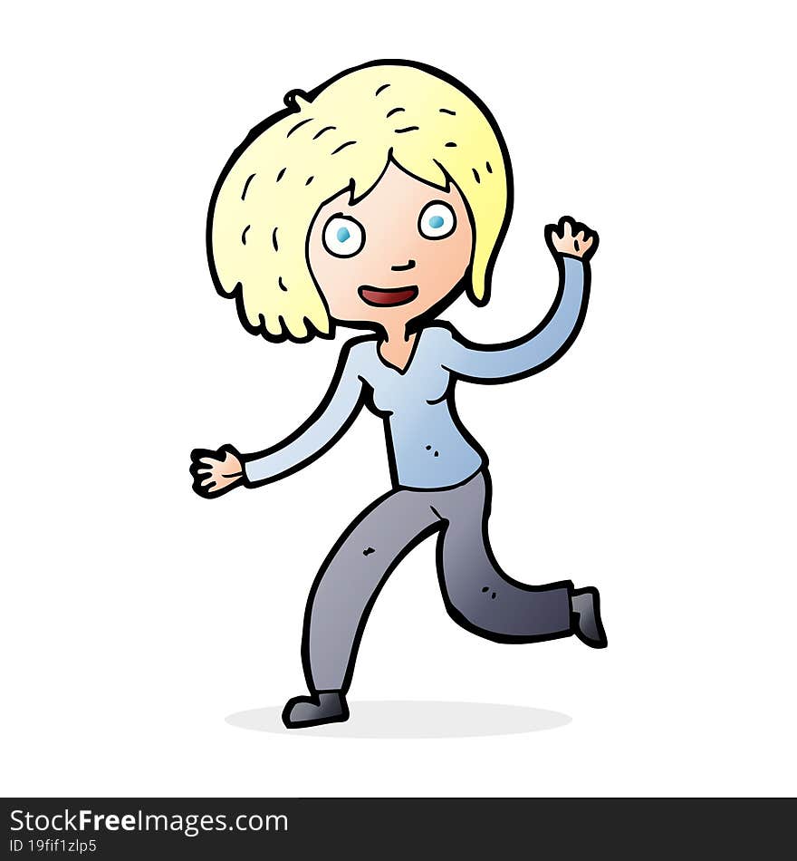 Cartoon Happy Waving Girl