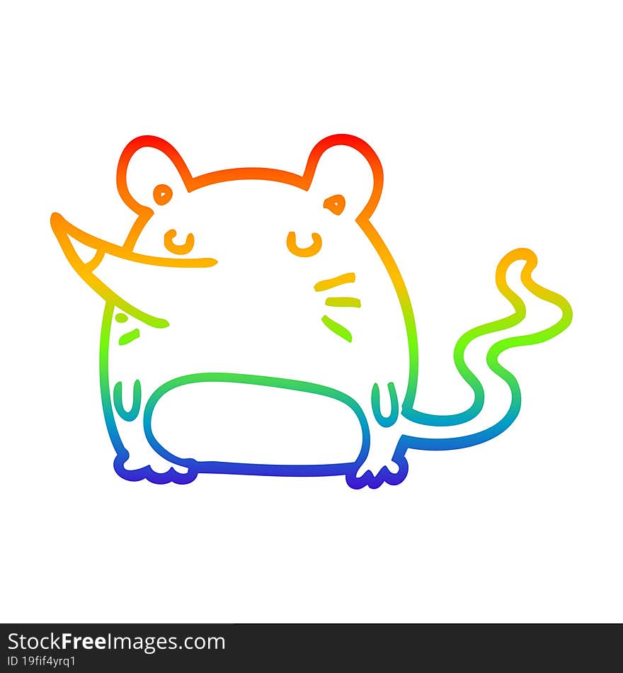 rainbow gradient line drawing cartoon mouse