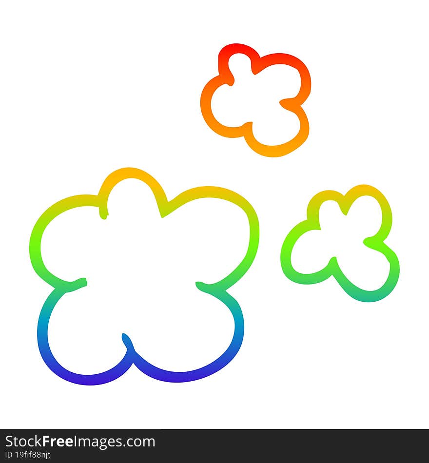 Rainbow Gradient Line Drawing Cartoon Smoke Puffs