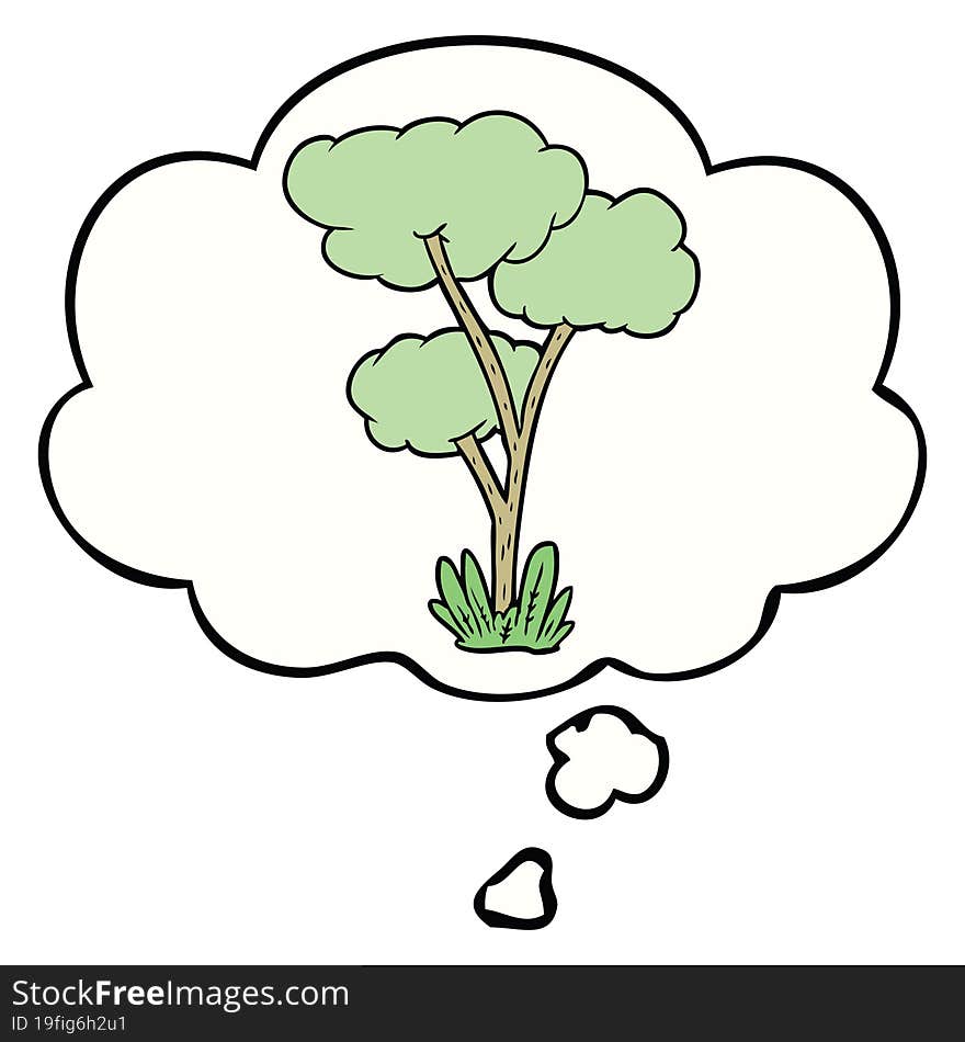 cartoon tree and thought bubble