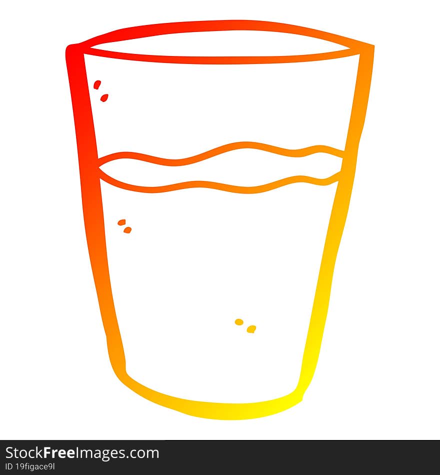 Warm Gradient Line Drawing Cartoon Glass Of Water