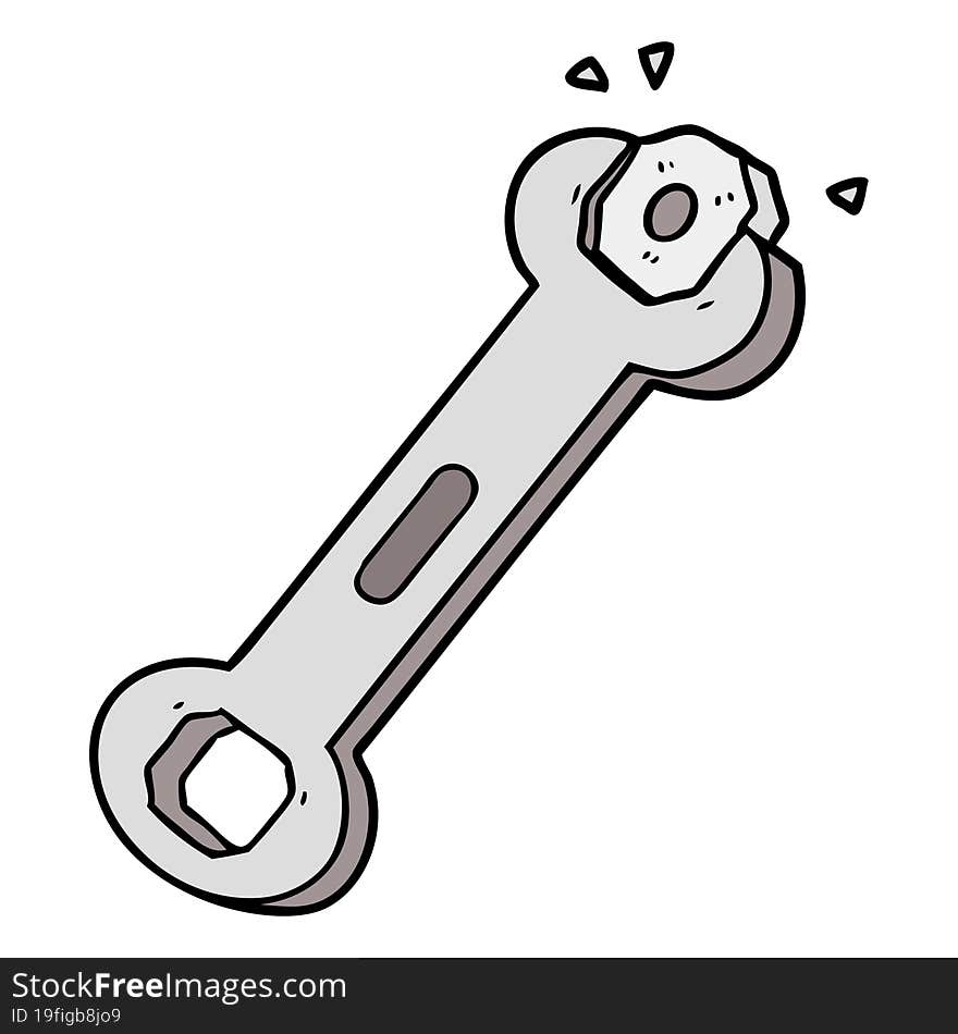 cartoon spanner turning nut. cartoon spanner turning nut