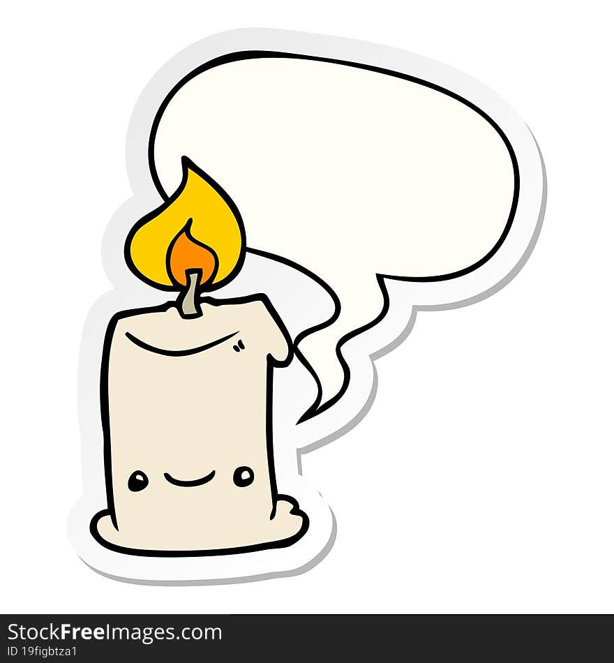 cartoon candle with speech bubble sticker. cartoon candle with speech bubble sticker