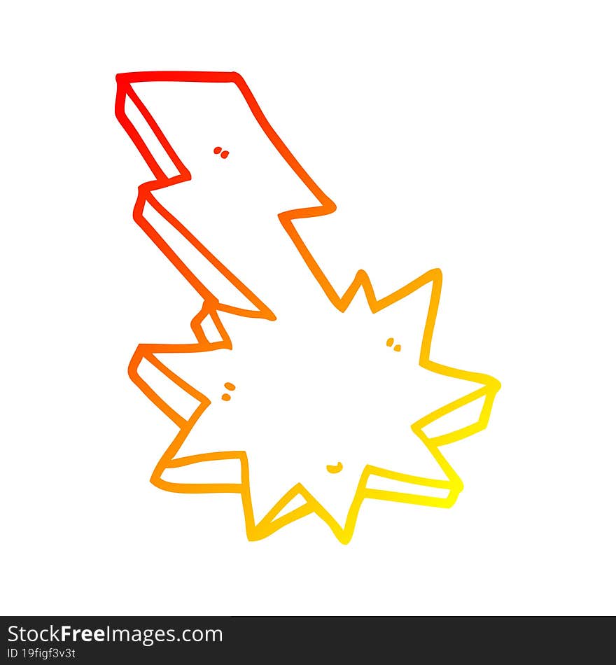 Warm Gradient Line Drawing Cartoon Lightning Strike