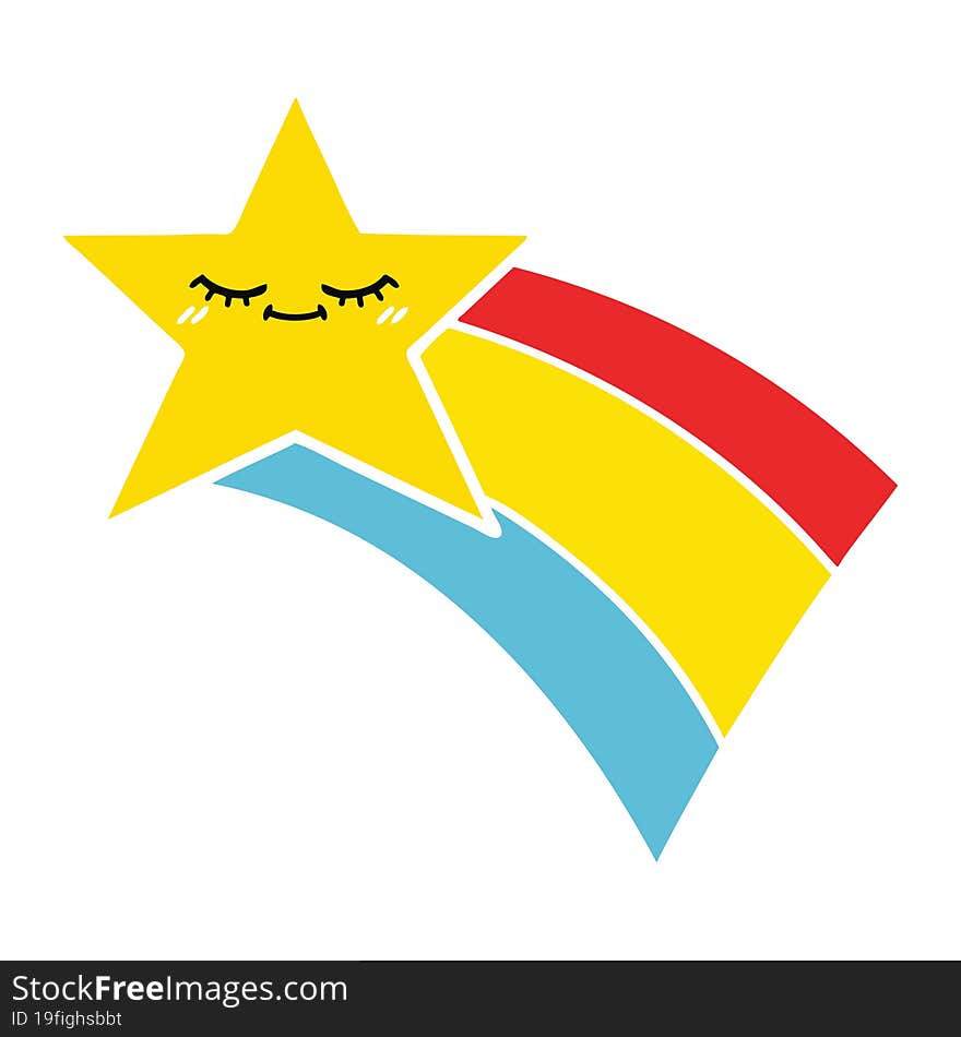 flat color retro cartoon shooting rainbow star