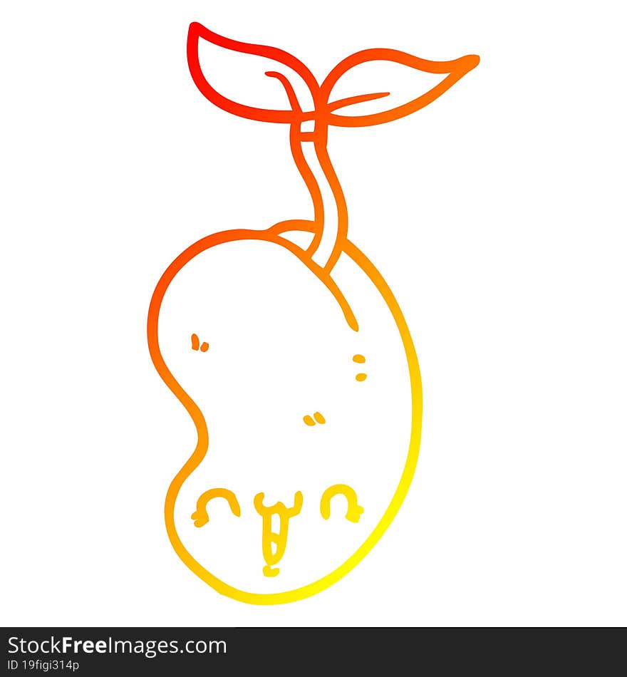 warm gradient line drawing cute cartoon seed sprouting