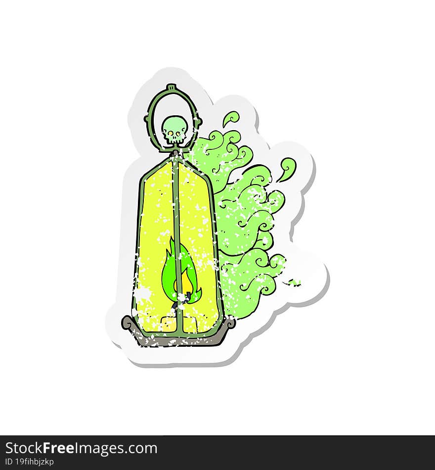 Retro Distressed Sticker Of A Cartoon Spooky Lantern