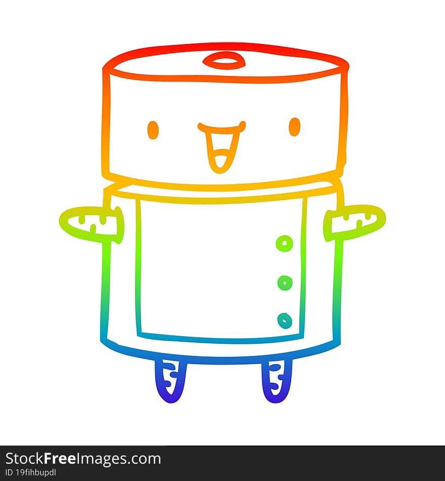 rainbow gradient line drawing cute robot