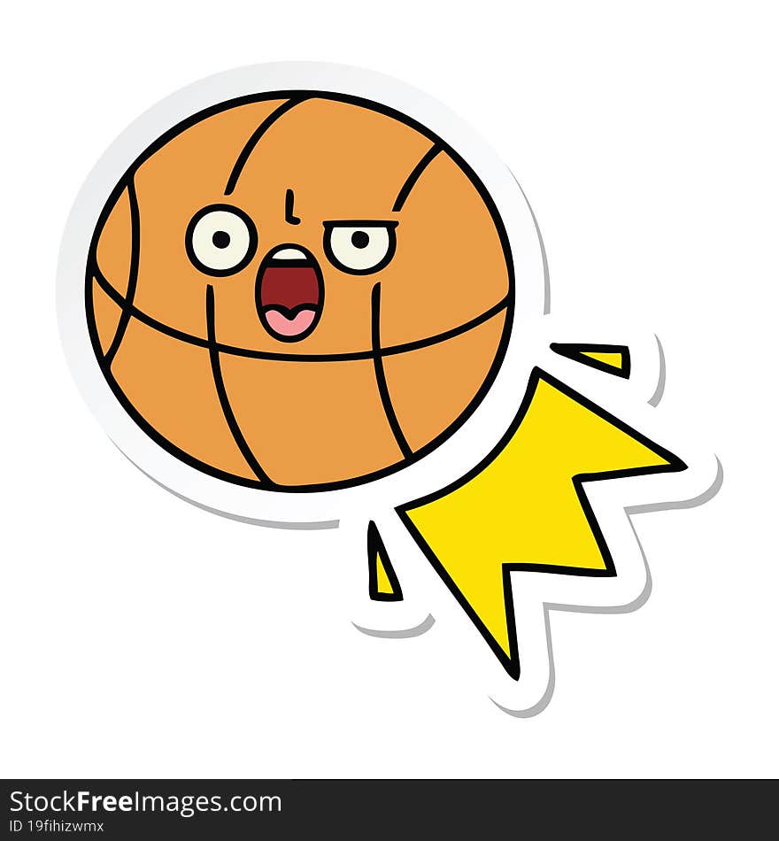 sticker of a cute cartoon basketball