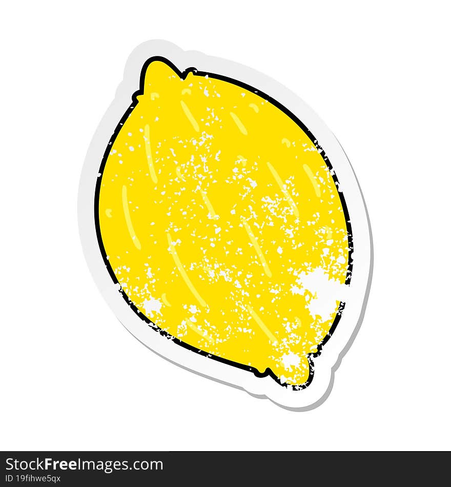 distressed sticker cartoon of a lemon