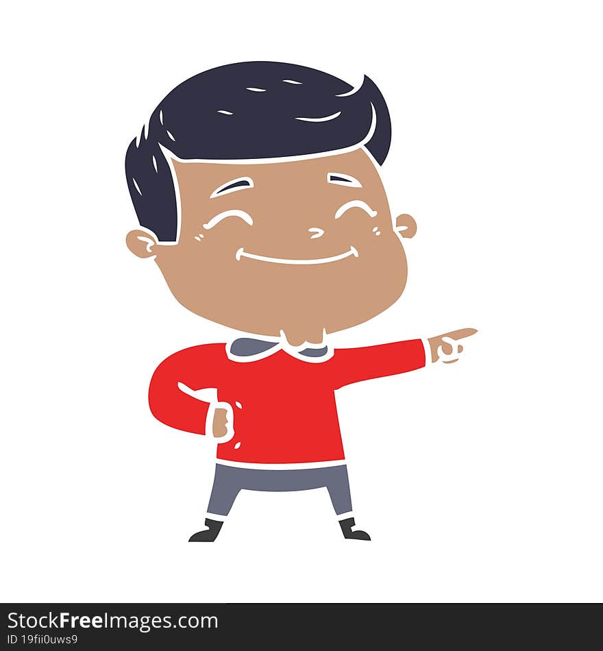 happy flat color style cartoon man