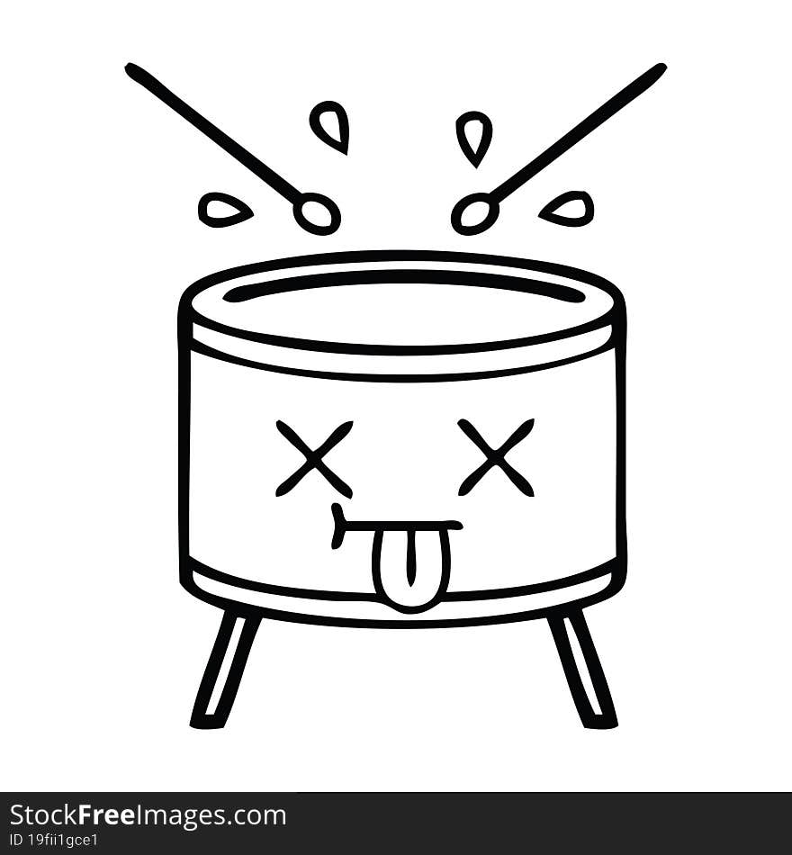 line drawing cartoon drum