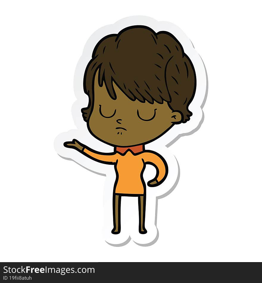 sticker of a cartoon woman