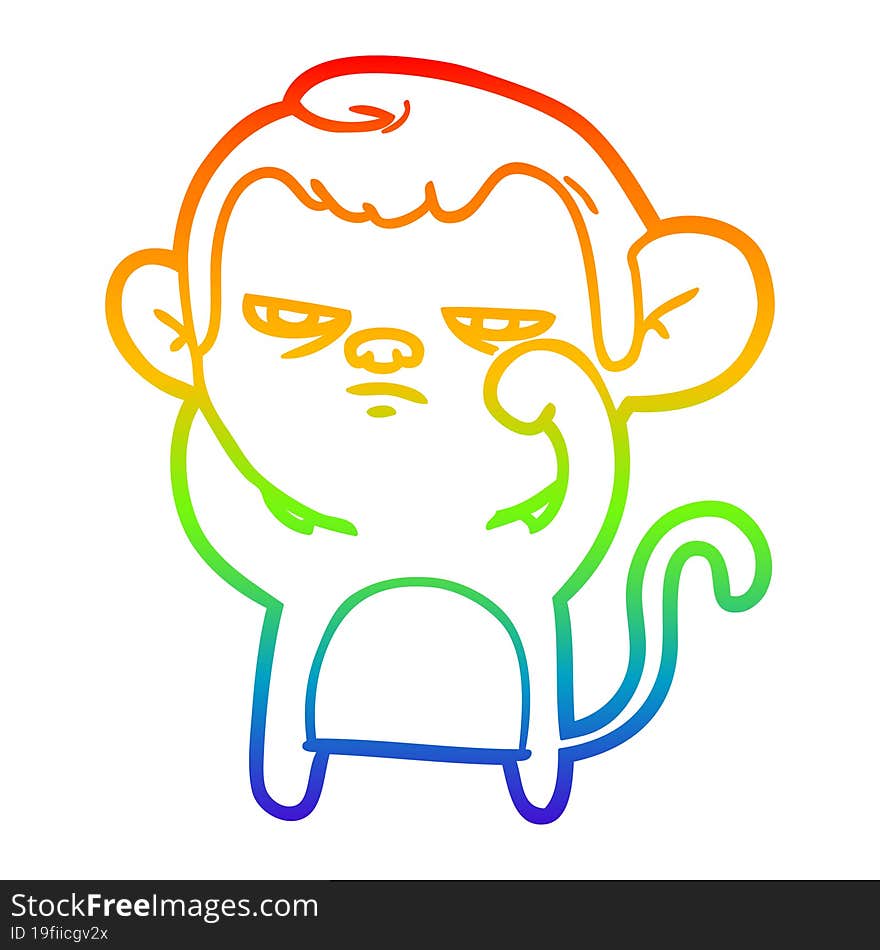 rainbow gradient line drawing cartoon annoyed monkey