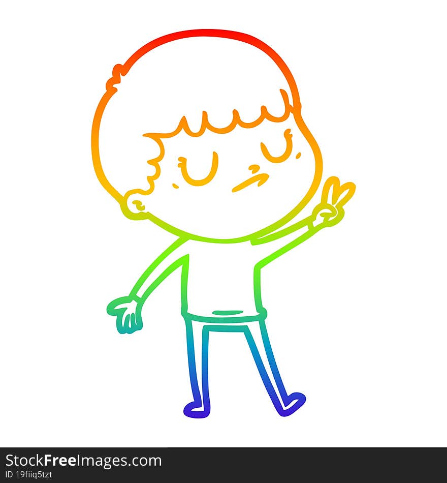 rainbow gradient line drawing cartoon grumpy boy